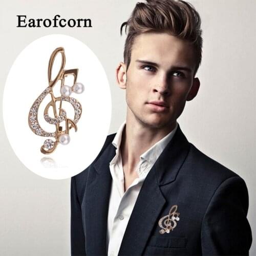 Earofcorn Unisex Rhinestone Music Note Style Brooches Fashion Women and Men Brooch Pin Badges Wedding Suit Dress Accessories