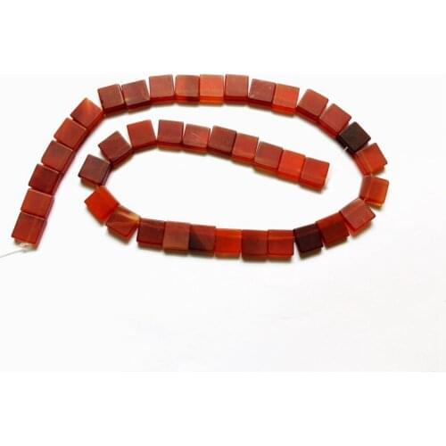1string Natural Red Carnelian Agat e Stone Beads 10mm Square Beads Side Drilled For Gem Necklace Jewelry Making,15.5"/Str