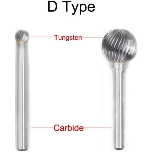 D0605M06 4283 6mm D0807M06 4284 8mm D1009M06 4285 10mm Ball Round Head Tungsten D Single Groove Cut Grinding Rotary Rasp File