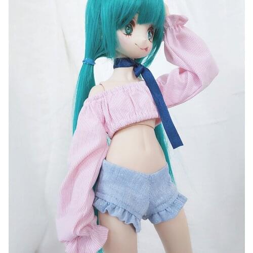 D03-P379 children toy BJD DD SD MSD 1/6 1/4 1/3 dolls clothes Pink one-shoulder top 1pcs