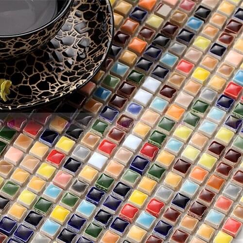 Home decorate kitchen backsplash wall mosaic tile wall sticker mixed color ceramic mosaic bathroom tile living room decoration