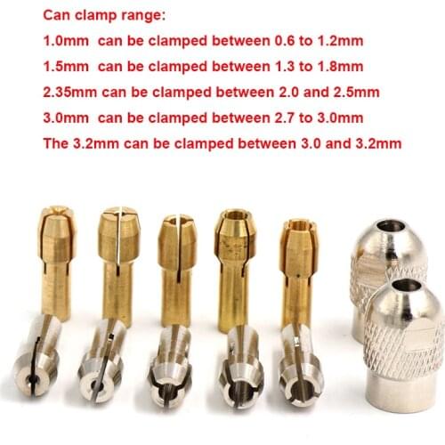 Electric Grinder Chuck Power Tools Mini Electric Drill Chuck 0.5-3.2mm Silver/Yellow M7/M8 Nuts For Electric Grinder