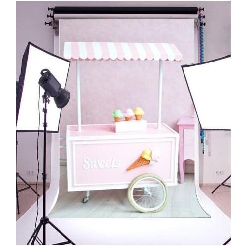Background photography pink Ice Cream Cart Candy bar theme shop buffet Background Vinyl cloth Computer print wall Photo backdrop