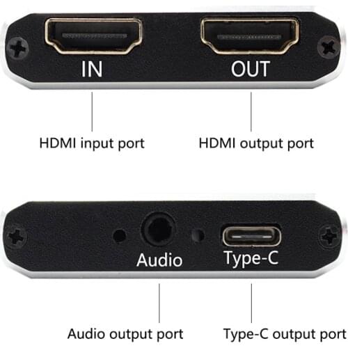HD Video Recorder HDMI to USB C USB 3.0 TYPE -C Video Capture Card Device For Winodws Mac Linux Live Streaming