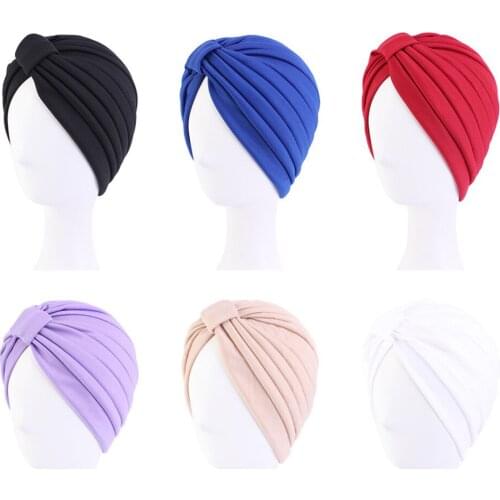 Muslim Women Bonnet Cancer Hat Chemo Cap Hair Loss Solid Pleated Head Scarf Turban Head Wrap Cover Fashion Beanies Skullies New