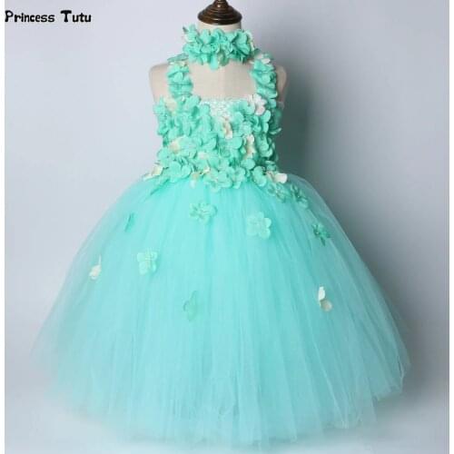 Mint Green Flower Girl Tutu Dress Tulle Girl Party Dress Kids Princess Fairy Dress Ball Gown for Girls Wedding Flower Girl Dress
