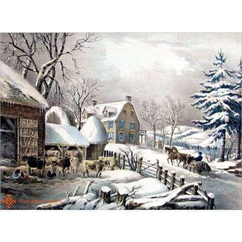 Embroidery Counted Cross Stitch Kits Needlework - Crafts 14 ct DMC color DIY Arts Handmade Decor - Winter Morning
