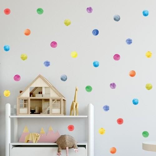 Dot Wall Sticker DIY Home Decor PVC Watercolor Wave Point Wall Decal Baby Nursery Wall Stickers for Kids Room Removable Stickers