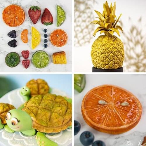 New Soft Candy Pineapple Strawberry Orange Liquid Silica Gel Mould Fruit-Shaped Decorative DIY Chocolate Baking Tool WMJ-935