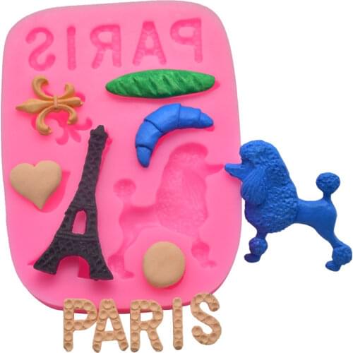 Paris Tower dog heart 3D Silicone Fondant Cake Mold Candy Cupcake Chocolate Mold Soap Mold Cake Decorating Tools