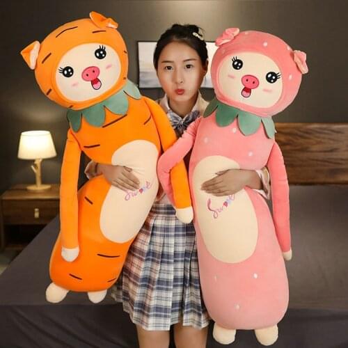 90/110CM Cartoon Animals Plush Toy Fruits Pig Cushion Stuffed Toys Bedroom Sleeping Pillow Gifts Baby Girl Griend