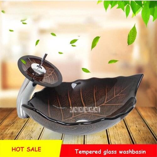 Simple Above Counter Basin High-quality Tempered Glass Home Hotel Bathroom Wash Basin Sink Creative Art Basin With Faucet 12L