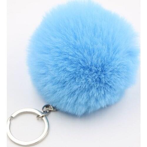 Fluffy Fur Pom Pom Keychain Soft Faux Rabbit Fur Ball Car Keyring Pompom Key Chains Key Holder Women Bag Pendant Jewelry Gifts