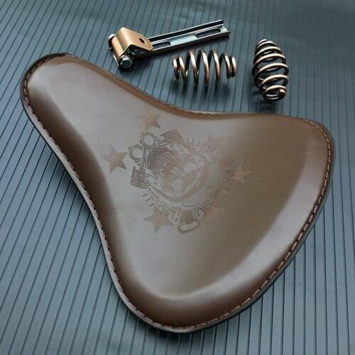 Retro Black/brown/Crocodile Skull Leather Motorcycle 3" Spring Solo Bracket Seat for Harley Custom Chopper Bobber Saddle Seat