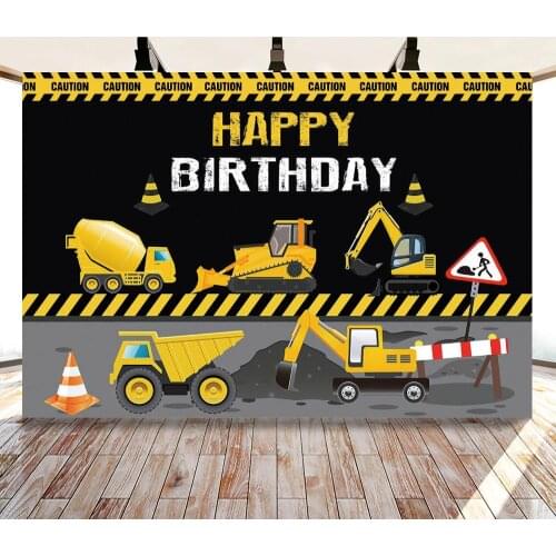 Construction Theme Birthday Party Photography Backdrop Dump Truck Birthday Background Cake Table Boy Birthday Decorations
