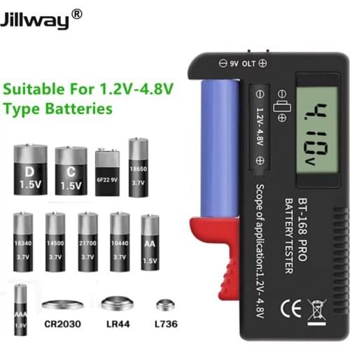 Jillway Universal Digital Battery Capacity Tester Volt Checker for AA AAA C D 9V 1.5V Button Cell Batteries Battery Testing Tool