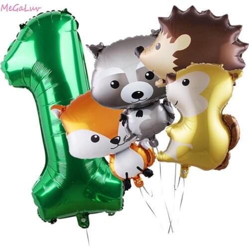 Forest Animal Theme Party Balloon 32inch Number Digital Ballon Kids Birthday Air Globos Baby Shower Party Supplies