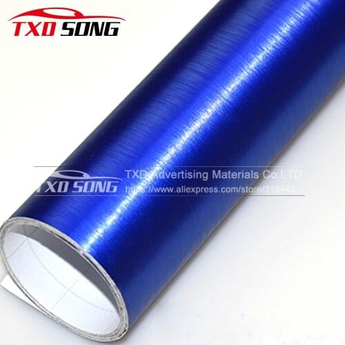 High Quality Dark blue Matte Chrome Brushed Blue Vinyl Wrap Film Bubble Free For Car Wrapping Metallic Brushed Car Sticker