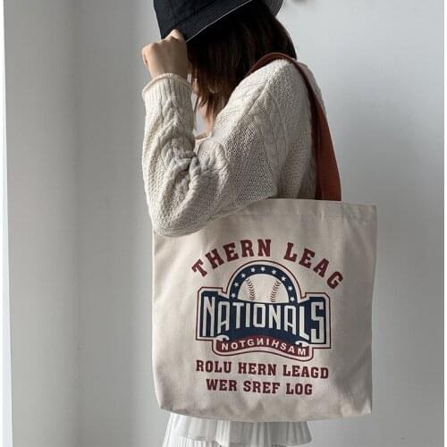 Women Canvas Shoulder Bags Large Capacity Simple Letter Travel Shopping Bags Students Sports Yoga Cotton Cloth Handbags Tote