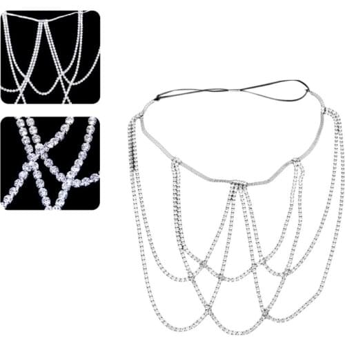 Women Sexy Rhinestone Multi Layers Leg Chain Metal Elastic Thigh Belt Garter Body Jewelry for Club Party Beach Accessory