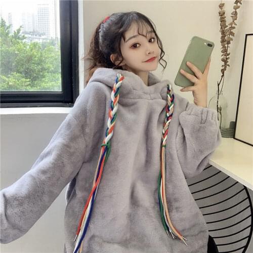 Hoodies Women Womens Hooded Sweater Autumn and Winter Loose Plush Top Hoodies Sweatshirts Tops