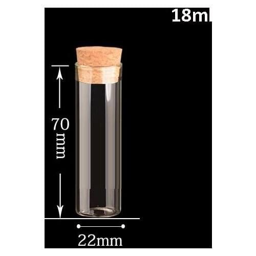100pcs 22*70mm tiny cork stopper vial,glass tube with wooden cork, Mini diy sample vial ,wishing bottles test tube jars Factory