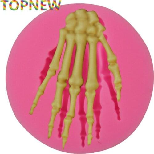 3D Halloween Skeleton Hand Mold Fondant Cake Chocolate Silicone Molds Cupcake Decor Baking Tools