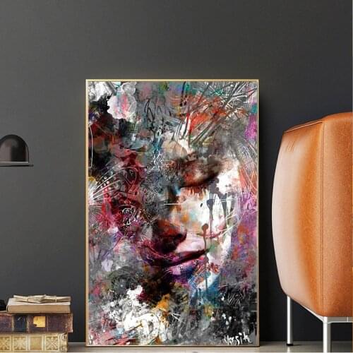 Abstract Woman Oil Painting Cuadros Decoracion Dormitorio Graffiti Style Canvas Wall Art Canvas Painting Garden Decoration