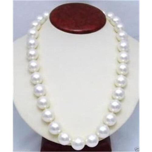 FREE SHIPPING HOT sell new Style >>>> Charming!14mm White South Sea Shell Pearl Round Beads Necklace 24" AAA
