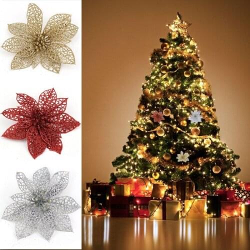 7/14pcs Artificial Hollow Flowers Beautiful Ornament Hanging on The Christmas Tree Wedding Christmas Valentines Day Decorations