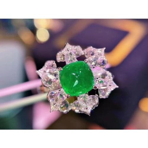 H701 Emerald Ring 1.58ct Pure 18K Gold Jewelry Colombia Vivid Green Emerald Gemstone Diamond Female Rings for women Fine Ring