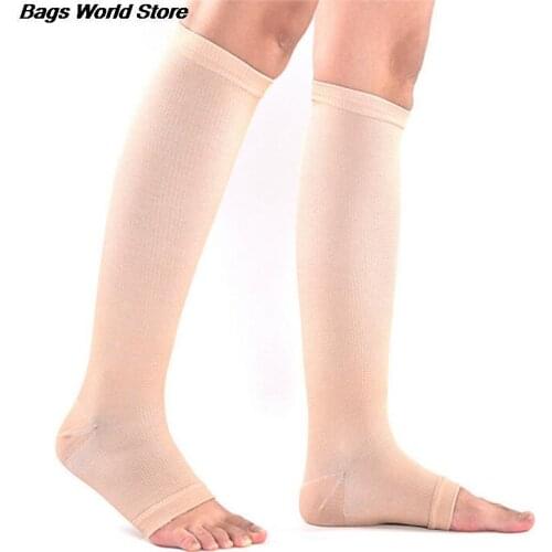1 Pair Compression Level Support Knee High Tip Open Varicose socks Medical Elastic Toeless Socks 42cm