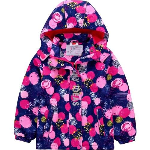 Girls Jacket 2020 Spring/Autumn Windproof Waterproof Kids Print Hooded Fleece Outerwear Coat For Girl 3-12 Years TX300