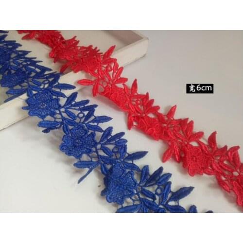 2 Meters Red Blue Polyester Embroidered Fabric Lace Trim Ribbon Handmade DIY Sewing Supplies Craft For Costume Decoration Trims
