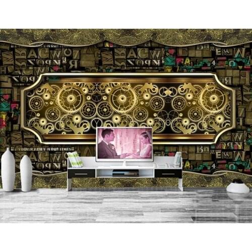 Nostalgia letter combinations Metal Gear restaurant bar wallpaper papel de parede, living room sofa TV wall bedroom large murals