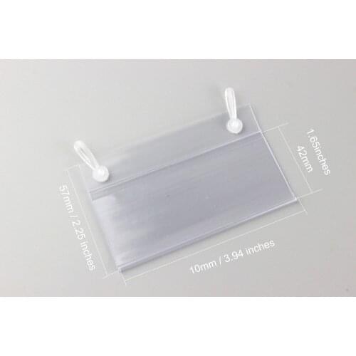 100x57mm PVC Plastic Price Tag Label Display Holder Promotion Clips Color Chosen Hanging Buckle on Mesh Rack Basket Shelf 50pcs