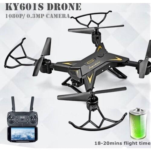 KY601S RC Helicopter Drone with Camera HD 1080P WIFI FPV Drone 4 Channel Long Lasting Professional Foldable Selfie Quadcopter