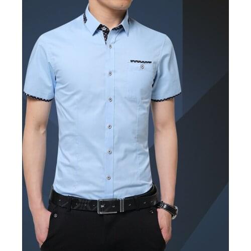 2019 New Arrival Brand Mens Summer Business Shirt Short Sleeves Turn-down Collar Tuxedo Shirt Shirt Men Shirts Big Size 5XL