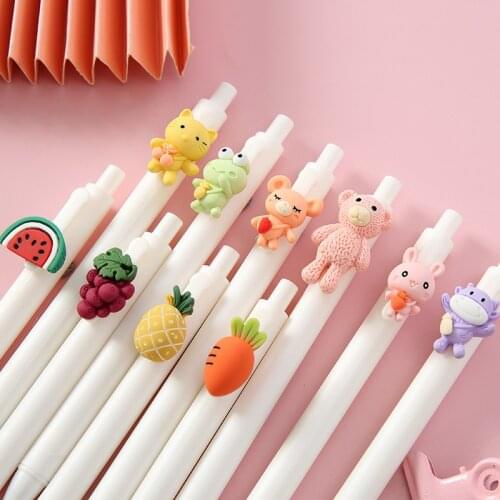 Kawaii Cute Press Gel Pen 0.5mm Black Ink Coremint Pens Fast Drying Cartoon Pens Gift School Office Stationery Supplies