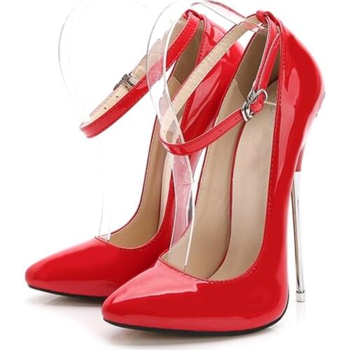 Sexy 16cm Extreme High Heels Women Shoes Large Size 44 Sexy Red Black Pink Womens Heels Pointed Toe Pumps Women Stripper Shoes