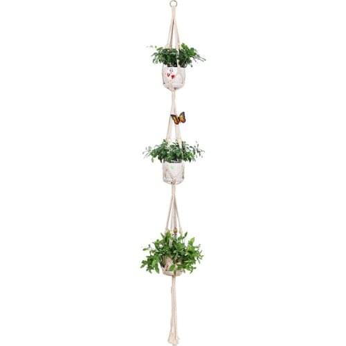 Plant Hanger Wall-Mounted Cotton Rope Flower Pot Holder Hanging Planter Basket for Flower Plants
