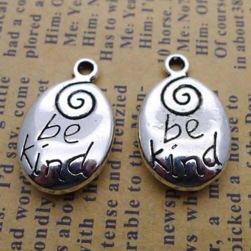 8 Pieces 13*20mm Mixed Alloy Antique Silver Color Be Kind Alphabet Charms Vintage Beads Pendant Accessory For DIY Jewelry Making