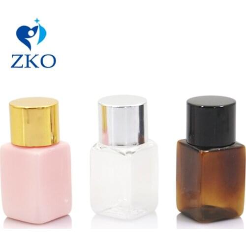 1pcs 10ml Electroplating Golden/Silver/Black Screw Lid Free Shipping Mini Travel Refillable Cosmetic Liquid Square Bottles