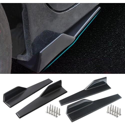 2pcs 45cm Universal Car Side Skirt Rocker Splitter Winglet Side Wing Bumper Lip Bumper Black/Carbon Fiber Look Side Skirts
