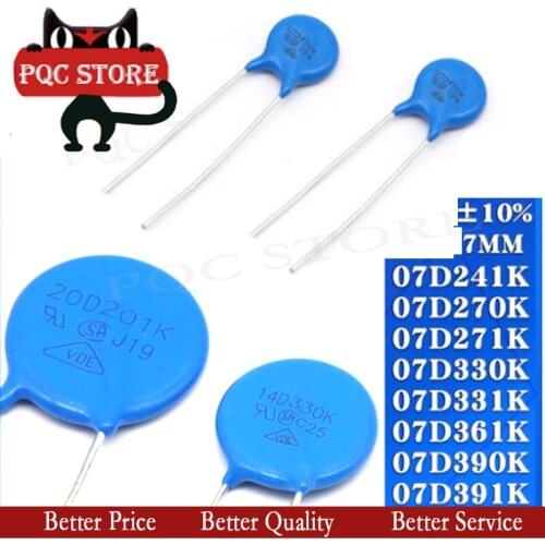 20PCS Varistor 7D151K 7D180K 7D181K 7D220K 7D270K 7D271K 7D330K 7D390K 7D391K 7D431K 7D470K 7D471K 7D680K piezoresistor