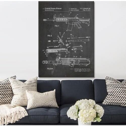 2011 M4 carbine patent print art, artwork, interior decoration painting, blueprint poster, weapon, gun, rifle, boyfriend gift