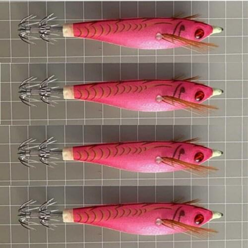 8Pcs Wood Shrimp Squid Fishing Bait Squid Hook Wooden Shrimp Squid Jigs Sea Fishing Lures Artificial Lures