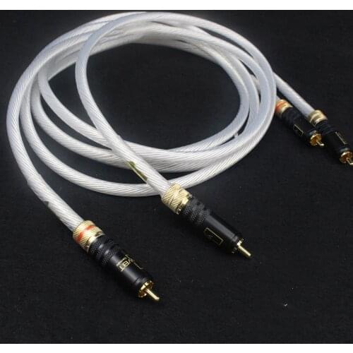 Audiophiles Audio Cable Single Crystal Silver + WBT Gold Rca Plug 2RCA To 2RCA for Home Theater DVD TV Amplifier CD - 1 Pair
