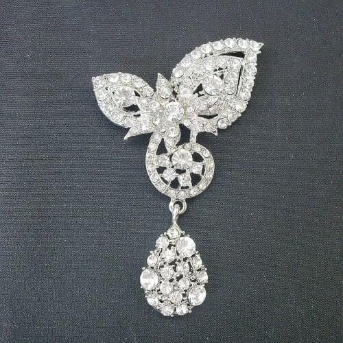 1 Piece Clear Crystal Rhinestone Bridesmaid Wedding Party Prom Pin Brooch Small Flower Brooches Jewelry Gifts 2018 New Fashion