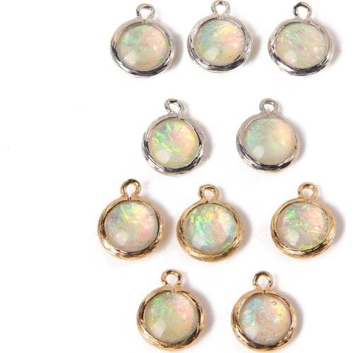 1-5 pcs Natural Opalite Beads Pendants For Necklace Silver Color Statement Connetor Charm DIY Making Jewelry Accessory Earrings